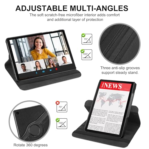 LRCXL Case for Samsung Galaxy Tab A8 10.5 Inch, Auto Wake/Sleep, 360 Degree Rotating Stand Case Cover for Galaxy Tab A8 10.5 Inch 2022 (SM-X200/X205/X207) (Black)