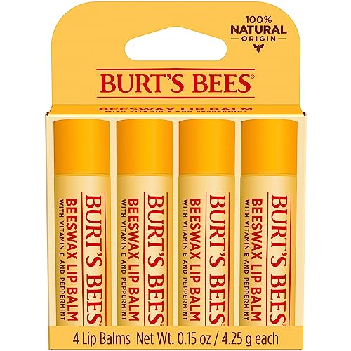 Burt's Bees Lip Balm Stocking Stuffers, Moisturizing Lip Care Christmas Gifts, Tropical - Pineapple, Berry Agua Fresca, Dragon Fruit Lemon and Coconut and Pear, Natural Origin Treatment (4-Pack)