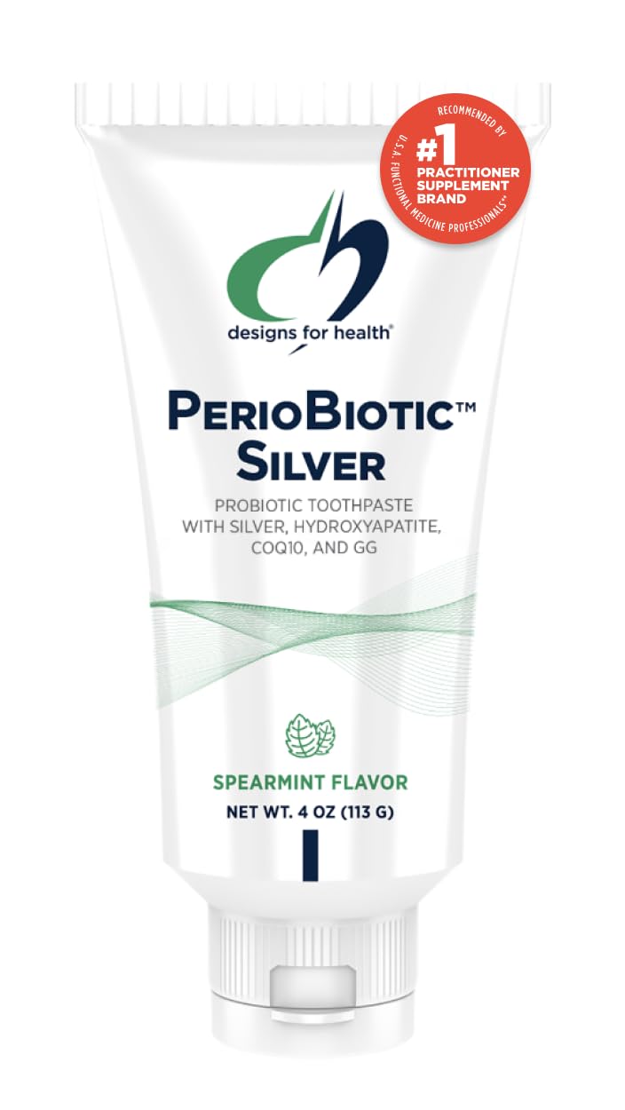 Designs for Health PerioBiotic Silver Hydroxyapatite Toothpaste - Fluoride Free Toothpaste with Oral Probiotics with Whitening Hydroxyapatite - Supports Gum Health & Remineralization (4oz Mint)