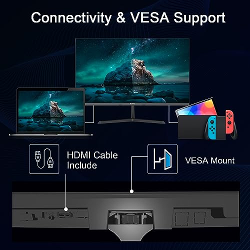 SANSUI 24 Inch IPS Monitor with Speakers Built-in MPRT 1MS, DP HDMI VGA Ports, 110% sRGB HDR FHD 1080P Computer Monitor Frameless/Eye Care/Tiltable/Cable Management(ES-24X5A HDMI Cable Included)