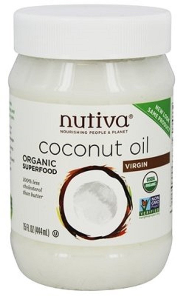 Nutiva Organic Coconut Oil, Cold-Pressed, Unrefined Cooking Oil, Natural Hair Oil, Skin Oil, Massage Oil, USDA Organic, Extra Virgin Coconut Oil (Aceite de Coco) 15 Fl Oz (Pack of 2)