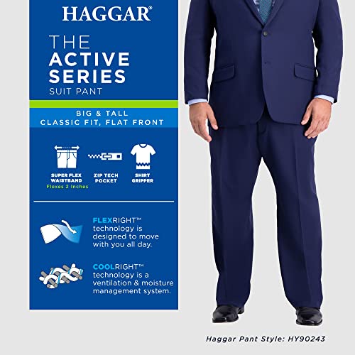 Haggar Men's Active Series Stretch Classic Fit Suit Separate Pant Regular and Big & Tall Sizes, Black BT, 50W x 32L