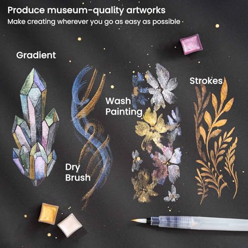 Arteza Metallic Watercolor Paint, Iridescent Green A719, Set of 2 Half Pans, Pearl Paint, Vibrant and Pearlescent Hues, For Illustrations, Calligraphy, Painting