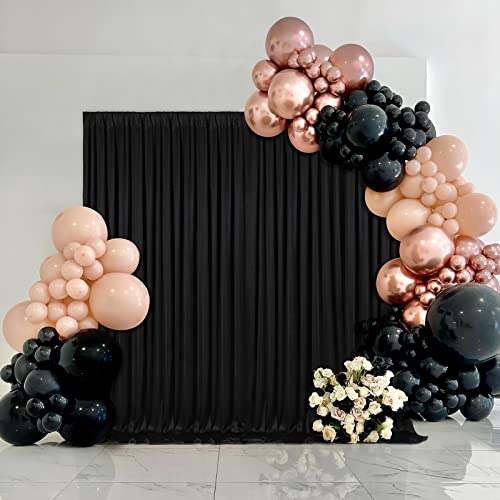 10x10FT Black Backdrop Curtain for Parties Black Curtains Backdrop Drapes for Birthday Halloween Party Photo Photography Background Decor