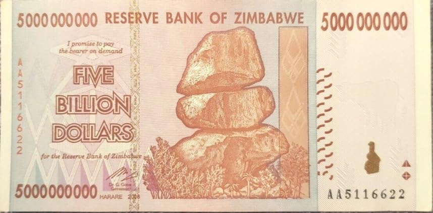 2008 Zimbabwe Hyperinflation $5 Billion Seller Circulated