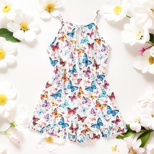 Toddler Baby Girl Romper Sleeveless Halter Neck One Piece Strap Jumpsuit Cute Little Girl Summer Clothes With Side Pockets