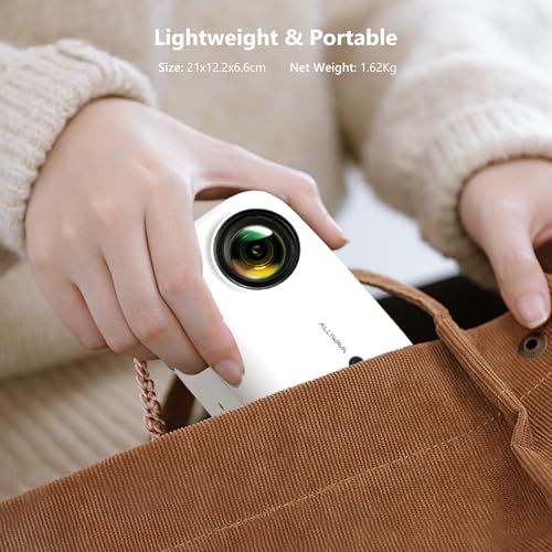 Mini Projector with WiFi and Bluetooth, 4K 1080P Portable Projector, 18000 Lumens Outdoor Movie Projector Support Electric Focus & Auto Vertical Keystone, Smart Video Projectors for Phone/TV Stick/PC