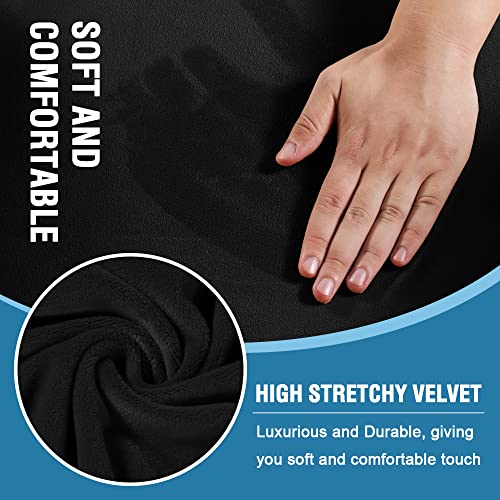 H.VERSAILTEX Sofa Cover 3 Piece Sofa Slipcovers Thick Velvet Couch Cover Furniture Protector Stretch Sofa Covers for 2 Cushion Couch with 2 Individual T Cushion Covers Washable, Stone Blue