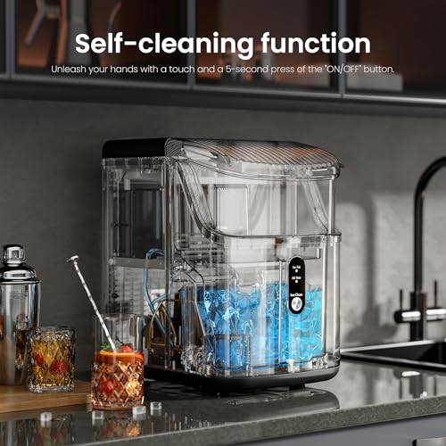 Nugget Ice Makers Countertop, 35Lbs/24H Portable Ice Maker Machine with Chewable Ice, Sonic Ice Makers Countertop with Self-Cleaning Function/Ice Scoop/and Ice Basket for Home & Kitchen(Silver)