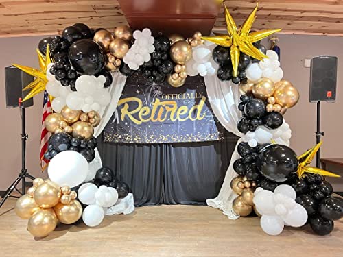 Bezente Black and Gold Confetti Balloons,60pcs 12 inch Black White and Gold Metallic Latex Party Balloons Set with Gold Ribbon for Birthday,Wedding,Baby Shower,Gold Theme Party Graduation Decorations