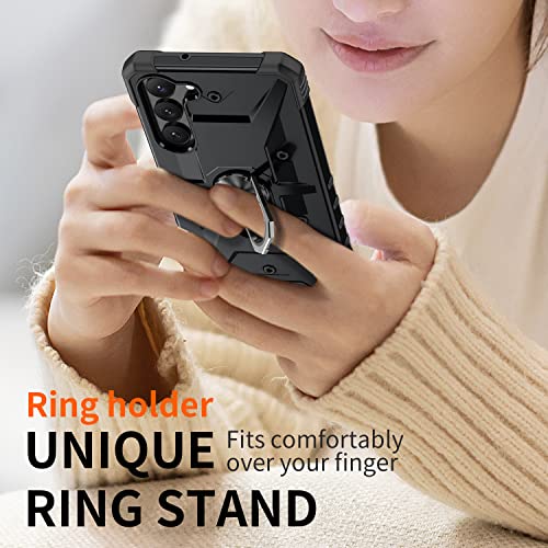 TORRTOWAY Case for Samsung Galaxy S23 Case Military Grade Drop Case with Kickstand Metel Ring Magnetic Holder Shockproof Protective for Galaxy S23 Phone Case (Black)
