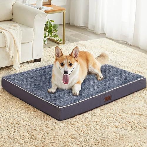 WESTERN HOME WH Medium Dog Bed for Medium Size Dogs, Orthopedic Pet Bed Waterproof Mattress with Removable Washable Cover, Thick Egg Crate Foam Dog Bed with Non-Slip Bottom