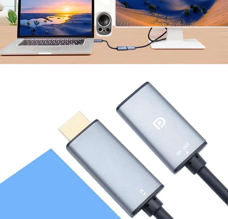 CORN HDMI to DisplayPort Adapter 4K@60Hz High Speed HDMI Male to DP Female Converter Cable Compatible for PC Graphics Card Laptop Mini NS PS5/4 Xbox One/360