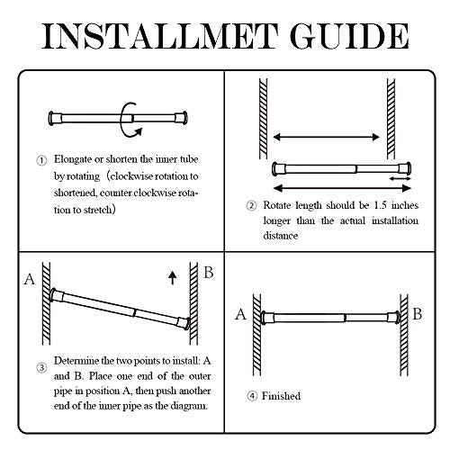 NICETOWN Doorway Curtain Rod for Window 28" to 48", Premium Tension Curtain Rod Without Drilling, Rust Free and Non-Fall Down Doorway Curtain Rod, Cupboard Short Tension Rod, Black, 28" - 48"