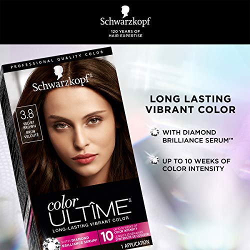 Schwarzkopf Color Ultime Hair Color, 3.8 Velvet Brown, 1 Application - Permanent Brown Hair Dye for Vivid Color Intensity and Fade-Resistant Shine up to 10 Weeks