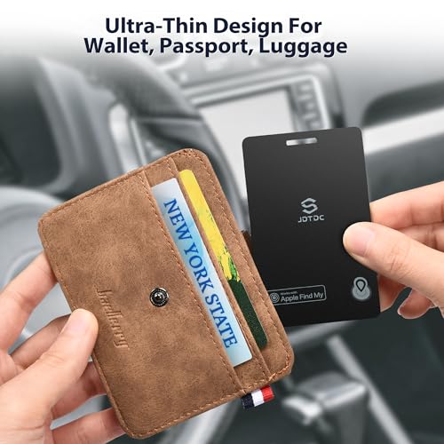 JSL JDTDC MFi Certified Wallet-Tracker-Card, Item-Finder Work with Apple Find My (iOS Only), Thin-Wallet-Finder for Passport,Luggage Wallet and Key Tracker, IP68 Waterproof, 3-Year Battery Life,1 Pack