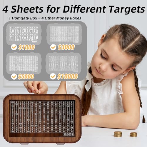 Giftota Wooden Piggy Bank for Boys Girls, Cash Coin Can for Kids, Coin Money Bank for Children, Saving Bank Box Toy Idea Gift for Birthday, Christmas, Baby Shower, Children's Day