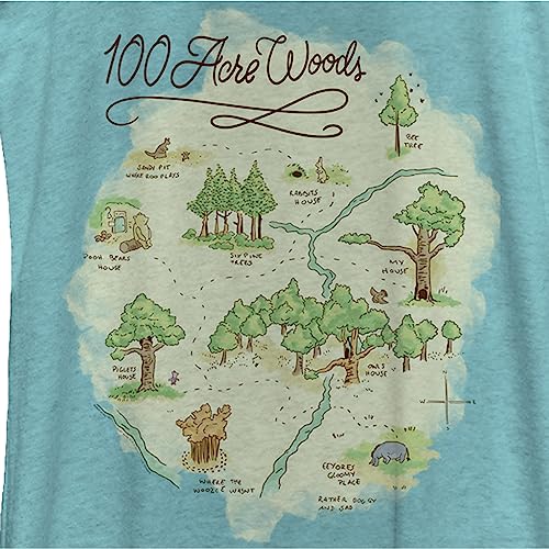 Disney Winnie The Pooh Acre Map Women's Racerback Tank Top, Tahiti Blue, X-Small