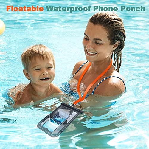 SUPFINE 2 Pcs Waterproof Phone Pouch Floating Case, Large Cell Phone IPX8 Dry Bag with Lanyard for iPhone 16 Pro Max/15/14/13//Galaxy S24 Ultra/S23/S22 Vacation Swimming Beach Travel Essentials-Black