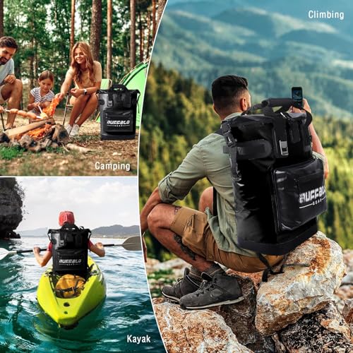 Waterproof Cooler Backpack 48 Can Large Insulated Backpack Cooler Heavy Duty Portable Lightweight Cooler Bag for Beach Picnic Camping Men and Women,Black