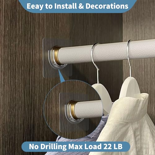 UAREP Adhesive Shower Rod Holders, Tension Rod Invisible Holders, No Drilling|Heat Resistant| Waterproof| Max Load 22 lbs, Tension Curtain Rod Holders for Wall,4 Pieces Transparent (Rod Not Included)