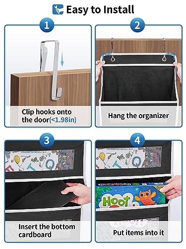 JARLINK Over The Door Organizer Storage, 5 shelf Hanging Door Organizer with 5 Large Capacity Pockets, Anti Tilt 44 lb Load Behind Door Organizer for Bedroom, Bathroom, Pantry, Nursery, (Black)