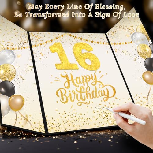 Tnvee 65TH Birthday Party Guest Book Birthday Decorations for Women, Large 19" x 12.2" Rose Gold Signature Signature Card Board Party Supplies Gifts for 65 Years Old Mom Retiree