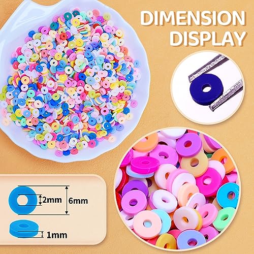 Bundooraking 2000pcs Dark Blue Clay Round Beads (6mm), Clay Beads for Jewelry Making, Bracelets, Necklaces, Small Pack