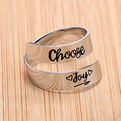 Yiyang Silver Ring for Women Wrap Twist Handstamp Jewelry Gifts for Her