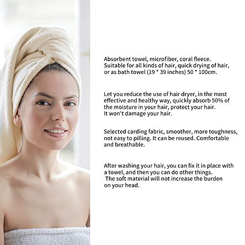 Laojbaba Microfiber Hair Towel Quick Dry Hair Towel Hair Drying Towels Suitable for All Kinds of Hair Ultra Absorbent Long and Thick Hair 24X48inch Blue (1pcs)
