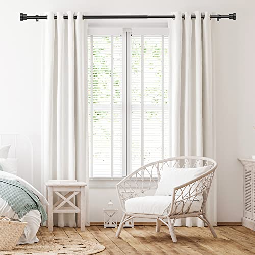 Briofox Black Curtain Rods for Windows 28 To 48 Inch-1 Inch Heavy Duty Adjustable Curtain Rod With Modern Decortive End Cap Finials WIth Brackets【NOT TENSION ROD】