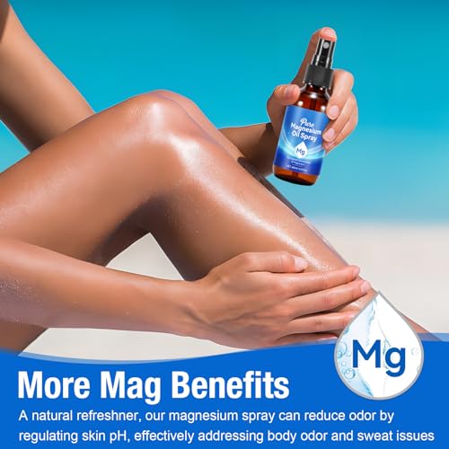 Magnesium Oil for Feet, Magnesium Spray, 100% Pure & Organic Natural Magnesium Oil Spray Glass Bottle, Easy to Absorb & Use, Magnesium Oil Spray for Feet