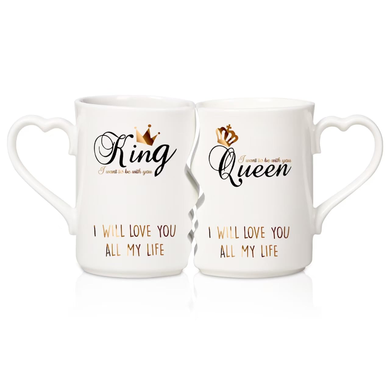 SIPBYSOP Wedding Gifts Kiss Mug, Bridal Shower Gift,Engagement Presentfor Couples Newlyweds, King Queen Kiss Mug, Coffee Cup for Couple