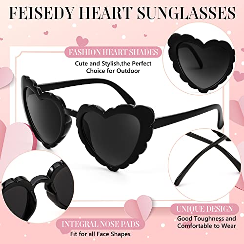 FEISEDY Love Heart Shaped Sunglasses for Women Trendy Retro Cat Eye Mod Style Stylish Glasses B2336