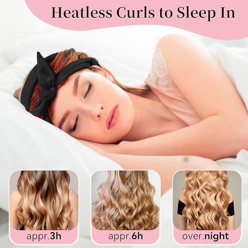 Flylipu Heatless Curling Rod Headband, Upgraded 60" Extra Long Soft Hair Curlers to Sleep In, No Heat Curls for Girls Long Hair Medium Hair (Black)