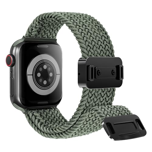 Arae Magnetic Stretchy Watch Band Compatible for Apple Watch Band 49mm 45mm 44mm 42mm, Comfortable Adjustable Straps Wristbands for iWatch Series 9 8 7 6 5 4 SE 3 2 1 Ultra Women Men,Starlight Pink