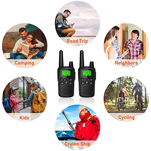 Walkie Talkies,Erelis Long Rang Walkie Talkies with 22 FRS Channels,Walkie Talkies for Adults with Lamp,VOX,LCD Display for Outdoor Activities Black