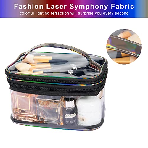 Lermende Clear Makeup Bag, 2 Layer, Water-Resistant, Large, Portable, Transparent, Travel, Women and Girl
