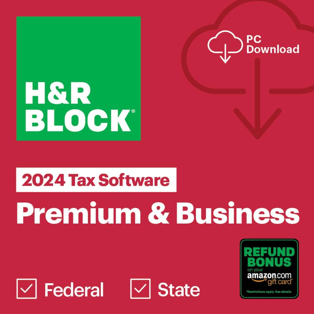 H&R Block Tax Software Premium & Business 2024 Win with Refund Bonus Offer (Amazon Exclusive) [PC Online code]