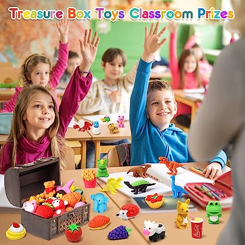 Palmatte 40PCS Mini Animal Erasers Kids Prizes Treasure Box Toys Classroom Rewards Desk Pets Pencil Erasers Bulk Cute School Supplies Kids Party Favors Goodie Bag Stocking Stuffers Easter Egg Fillers