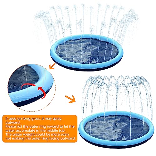 Kids Dog Splash Pad Sprinkler - Jasonwell Non Slip Dog Sprinkler Pad Splash Puppy Pool Summer Outdoor Water Toys Backyard Durable Splash Pad for Toddlers Kids Small Medium Large Dogs Pets