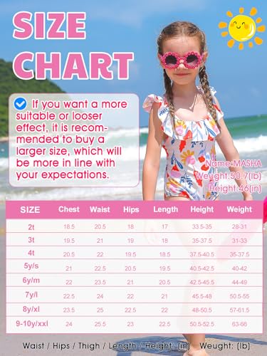 Angel season Toddler Bathing Suit Girl 3T Swimsuits One Piece for Little Kids with Upf50+ Cute Ruffle Swimwear Summer Swimming Suit for Girls Quick Dry for Beach Sport Crossback Pink Floral Size 3T