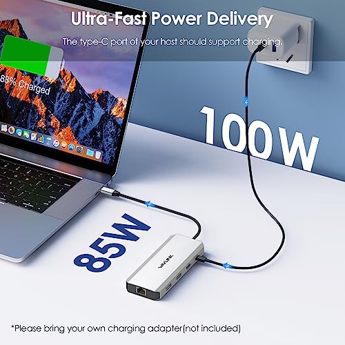 Laptop Docking Station,12 in 1 Triple Display USB C Hub for Windows with Dual DP, HDMI, 100W PD Charger, Gigabit Ethernet, USB3.0/2.0 Ports, SD/TF Card Reader, Mic/Audio for Lenovo HP Dell