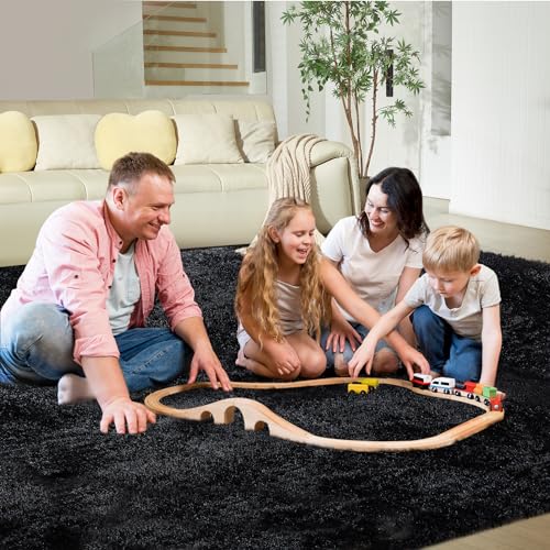 Super Soft Rugs for Living Room, Fluffy Shag Area Rugs, High Pile Soft Carpet for Bedroom and Teens Living Room, Home Decor, Tie-Dyed Blue Grey, 4X6