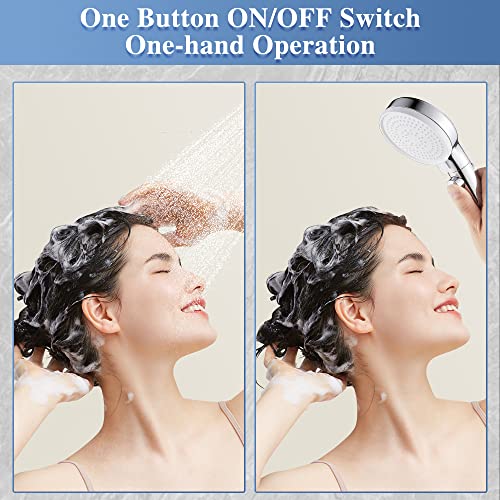 DOILIESE Shower Head with Handheld Shower Head with ON/Off Switch, 3-Modes High Pressure Shower Head with Hose, Chrome Finish