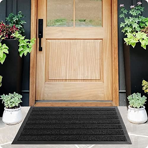 2 Pack - Door Mat - Outdoor Mat - Front Door Mat - Welcome Mat - Welcome Mats Outdoor - Door Mats Outdoor - Front Door Mat Outdoor Entrance - Doormat - 30x18 - Front Door Mat Outdoor - Вlack
