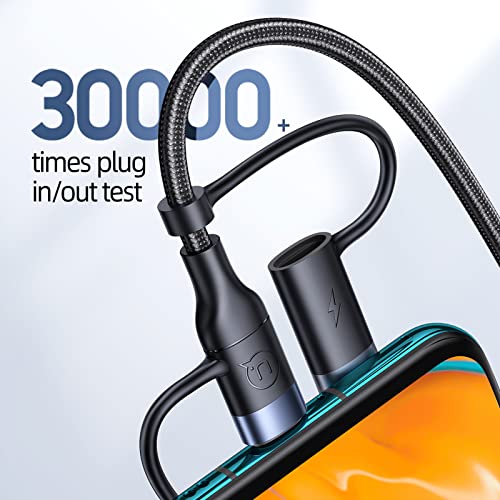 YOUSAMS PD 60W USB C Multi Fast Charging Cable Nylon Braided Cord 5-in-1 3A USB/C to Type C/Micro/Phone Fast Sync Charger Adapter Compatible with Laptop/Tablet