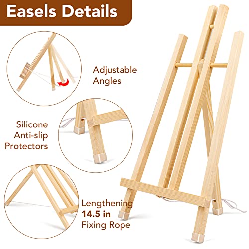 3 Pack 16 Inch Wood Easels, Easel Stand for Painting Canvases, Art, and Crafts, Tripod, Painting Party Easel, Kids Student Tabletop Easels for Painting, Portable Canvas Photo Picture Sign Holder