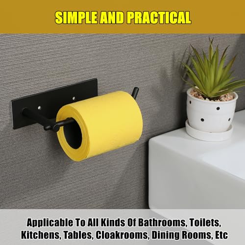 Alise Black Toilet Paper Holder,Bathroom Tissue Holder Toilet Paper Roll Holder Storage Dispenser,SUS304 Stainless Steel Paper Rack,Wall Mount with Self-Adhesive and Screws Drilling,GWLD5180-B