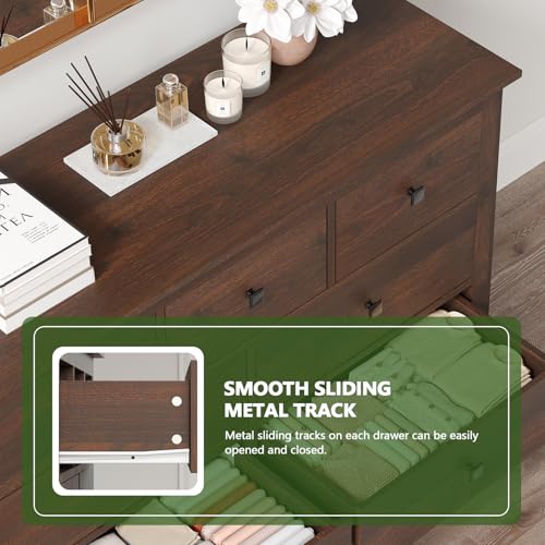Vikiullf 7 Drawers Dresser - Farmhouse Dressers for Bedroom, Wood Rustic Dresser, Storage Cabinet for Bedroom, Living Room, Hallway